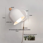 Wood Iron LED Wall Lights with Pull Chain Switch for Modern Living Spaces