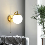 LED Glass Iron Wall Light with Pull Chain Switch for Corridor Living Room Bedroom