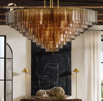 Sirene Smoke Glass Chandelier: Modern Round Hanging Lights for Living Room & Dining Room
