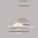 Nordic Modern LED Pendant Lights Living Room Ceramic Flower Hanging Lamp