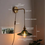Copper Glass Pull Chain LED Wall Sconce for Indoor Living Room Stairway Lighting