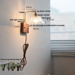 Nordic LED Wall Light with Pull Chain Switch, Copper Walnut Wood and Clear Glass