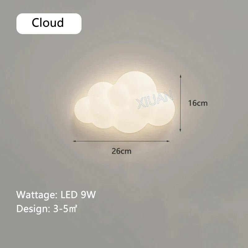 Star Shape Wall Lamp Kids Room Nursery Lighting - White Cloud Theme