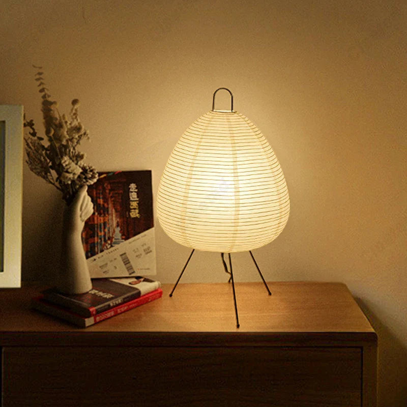 Akari Noguchi Table Lamp: Japanese Design Rice Paper Standing Light for Home & Bar Décor