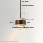 Yellow Travertine LED Pendant Light: Wabi Sabi Dining Room Decor