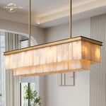 LED Marble Glace Calcite Chandelier for Kitchen Island, Dining & Living Room