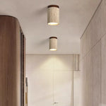 Wood Canopy LED Ceiling Lights Travertine Flush Mount Ceiling Lamp