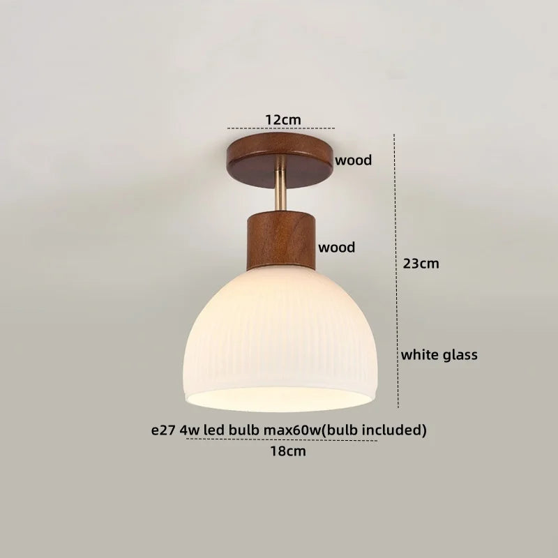 Wood Glass LED Ceiling Lamp Modern Kitchen Living Room Light Fixture