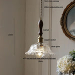Afralia™ Flower Glass LED Pendant Lights with Walnut Wood Finish