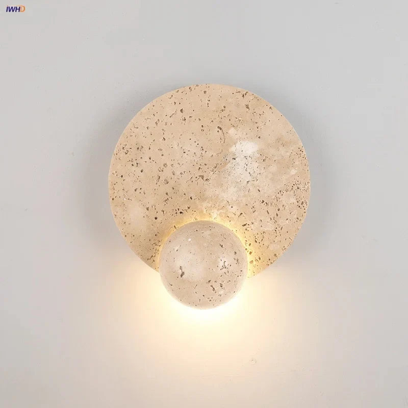Afralia™ Natural Yellow Travertine Stone LED Wall Sconce Stair Light