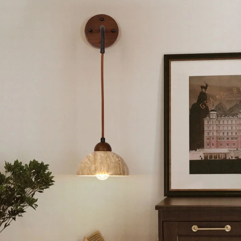 Yellow Travertine LED Wall Lamp for Home Decor