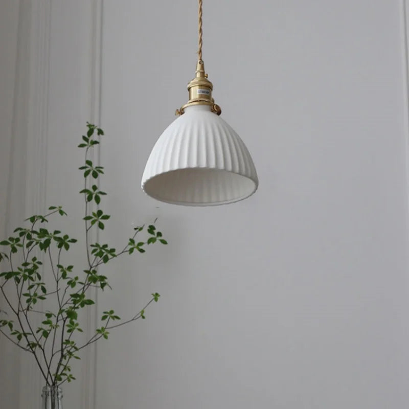 Wire Adjustable LED Pendant Light - Brass Knob Switch E27 Nordic Modern Ceramic Hang Lamp