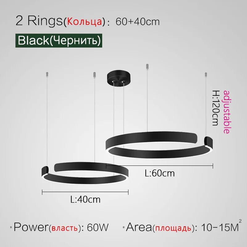 Nordic Ring LED Pendant Chandelier for Home Living Dining Kitchen Lighting