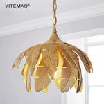Gold Leaves Chandelier Small Pendant Lighting for Kitchen Island Hallway E27 Socket
