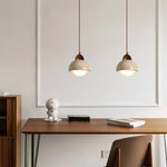 Japanese LED Hanging Lamp Yellow Travertine Pendant Lighting for Bedroom and Dining Room