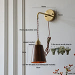 Wood LED Wall Lamp with Copper Socket & Pull Chain Switch - Adjustable Staircase Light