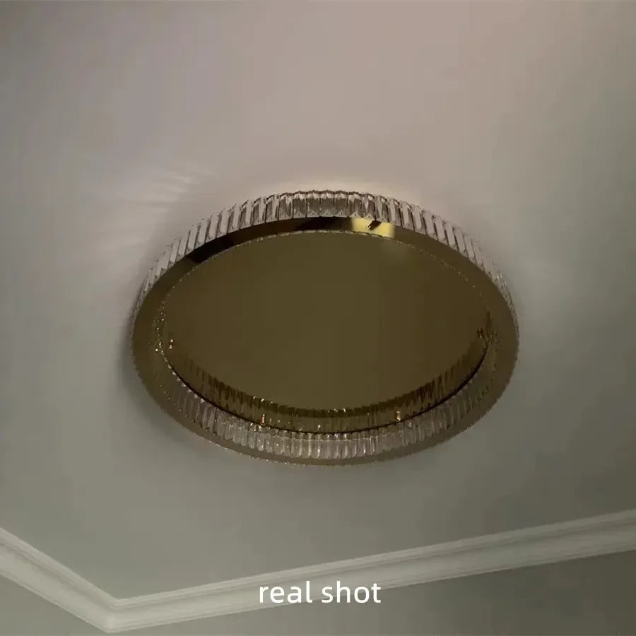 Gold Steel LED Dimmable Ceiling Lights Luxury Crystal Fixture