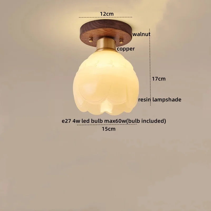 Walnut Copper LED Ceiling Light Modern Home Lighting Luminaria