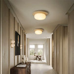 Wabi Sabi LED Ceiling Light Fixture Yellow Travertine White PE Round Lampshade