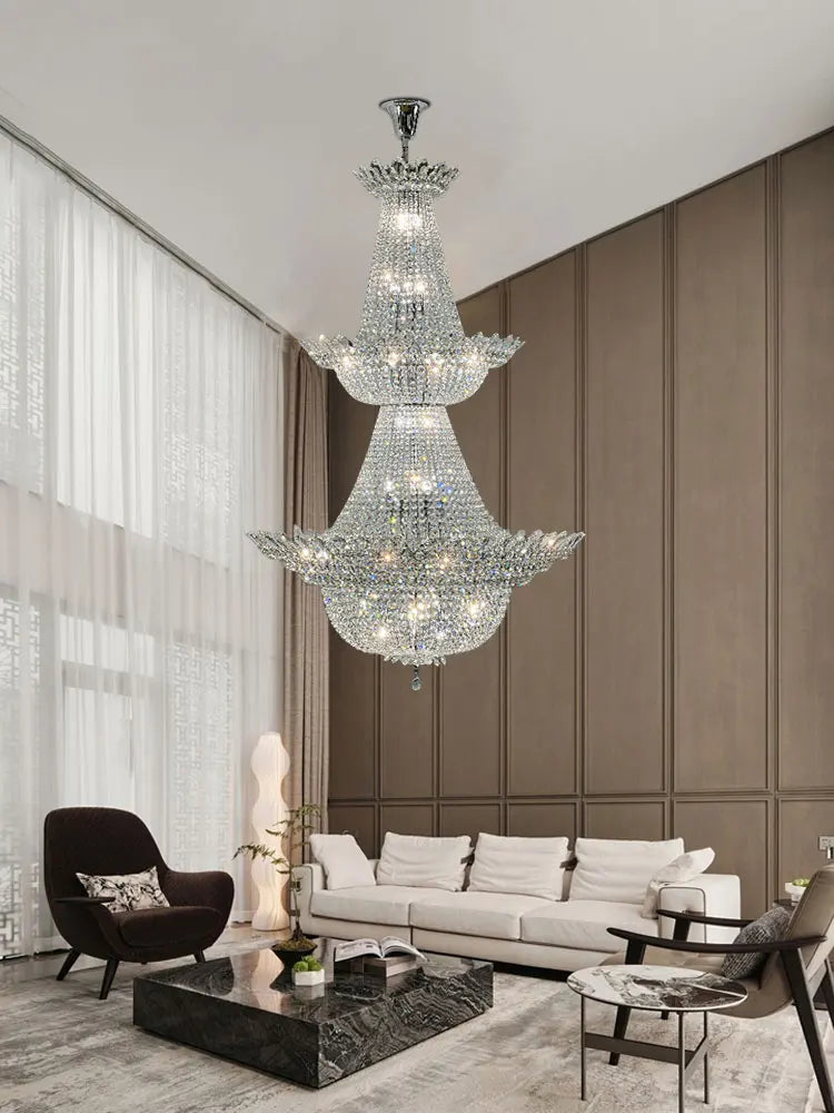 K9 Crystal Gold Ceiling Chandelier - Trendy Chrome Lighting
