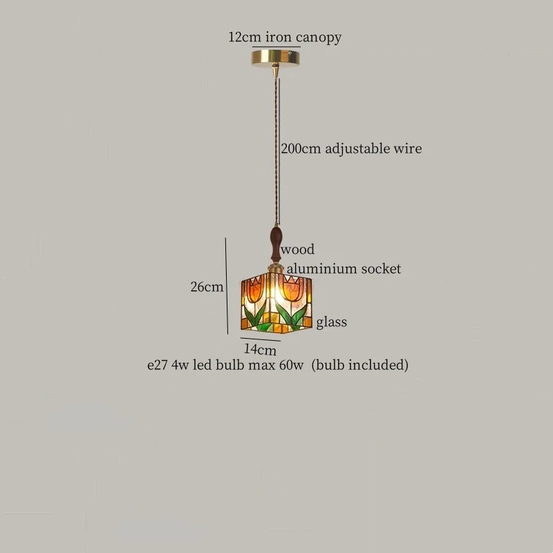 Glass LED Tiffany Style Pendant Light for Home Decor