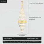 Hollow Spiral Staircase Chandelier | Modern Long Crystal Light for Villa Livingroom