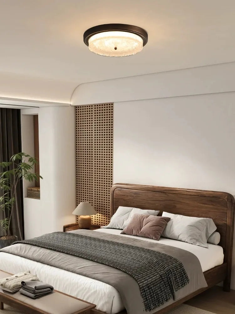 Retro Bronze Glass Ceiling Lamp for Bedroom Living Room Decor