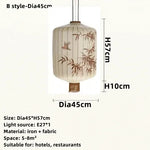 Handmade Japanese Lantern Painting Pendant Lamp Fabric Chandelier