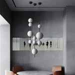 Glass Ball Chandelier Pendant Lamp for Kitchen Island, Designer Vertical Hanging Light