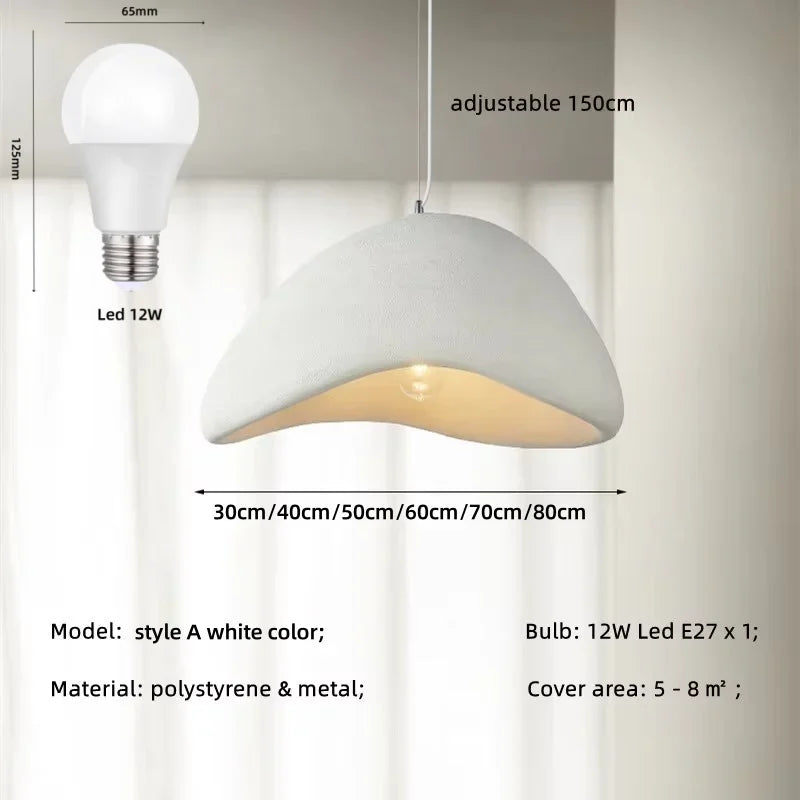 Wabi Sabi E27 LED Pendant Light - Nordic Minimalism Loft Hang Lamp
