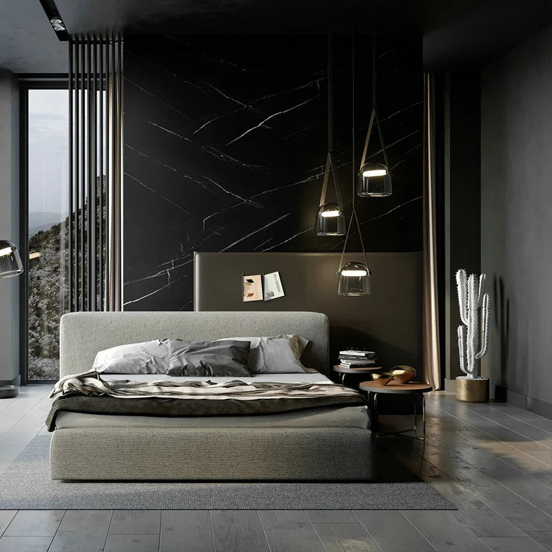 Glass Pendant Chandelier: Modern Leather Belt Luxury LED Lighting for Home Decor