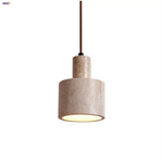 Yellow Travertine Stone Pendant Lamp for Bedroom Balcony Cafe, 2m Wire, Nordic Modern Style