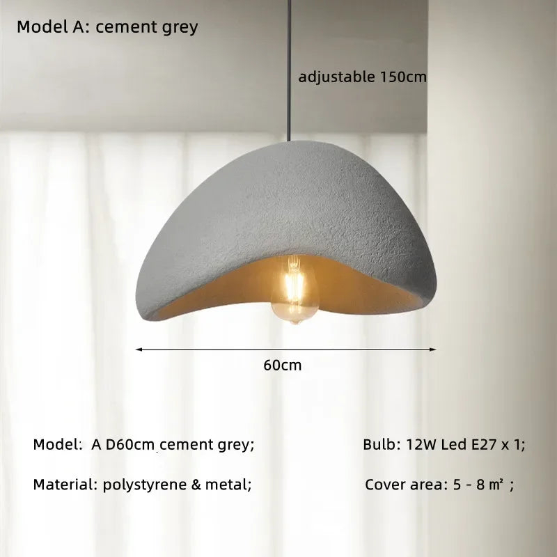 Nordic Wabi Sabi E27 LED Pendant Light for Minimalist Loft Ambiance