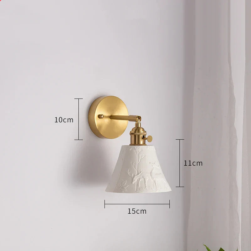 Elk Ceramic LED Wall Sconce, Nordic Copper Pull Chain Mirror Light