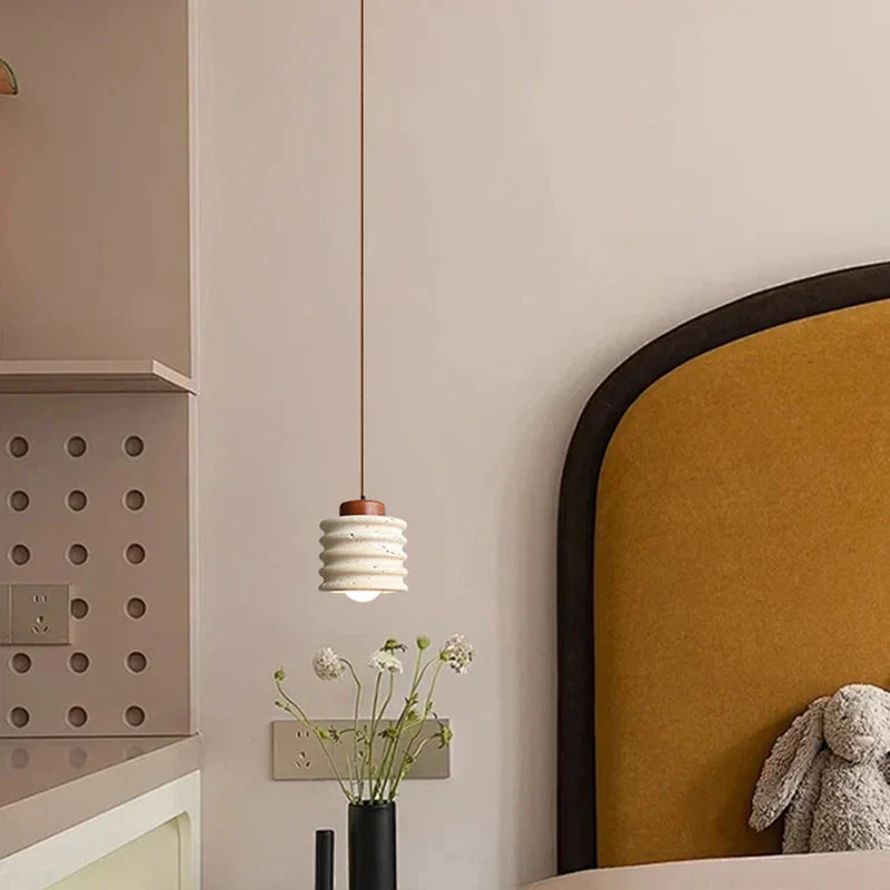 Afralia™ Yellow Travertine Wabi Sabi LED Pendant Lights for Home Decor