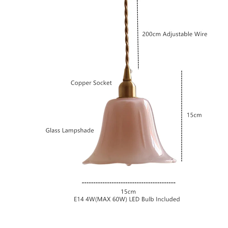 Glass Pendant Light E14 LED Hanging Lamp for Home Decor Living Room Bedroom.