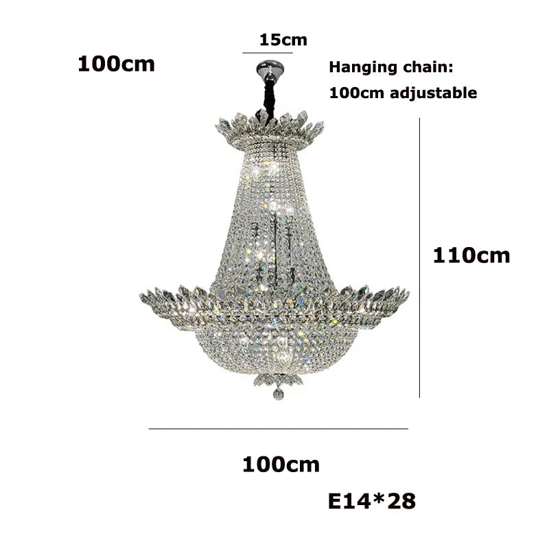 K9 Crystal Gold Ceiling Chandelier - Trendy Chrome Lighting