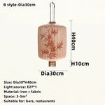 Handmade Japanese Lantern Painting Pendant Lamp Fabric Chandelier