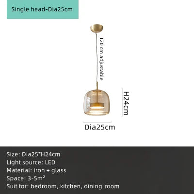 Amber Glass Chandelier Pendant Light for Living Room, Bedroom, Kitchen, and Bar