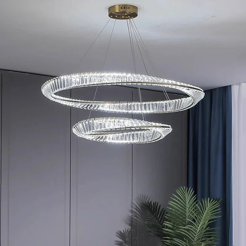Luxury Gold Crystal Pendant Lights Dimmable LED Modern Living Room Fixture