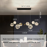 Nordic Glass Globe Pendant Lights Chandelier with 3 Changeable LED Lights