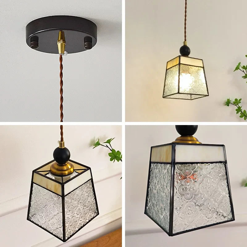 Clear Glass LED Pendant Light Adjustable Hanging Lamp for Dining Room