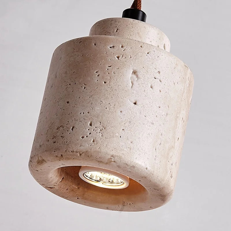 LED Hanging Light Fixture Yellow Travertine Nordic Wire Adjustable Pendant Lamp