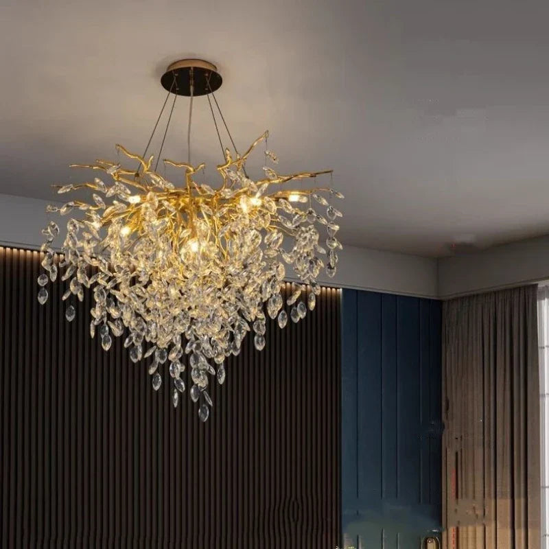 Afralia™ Crystal G9 Chandelier: Luxury Living Room Branch Pendant Lights, Modern LED Luminarias
