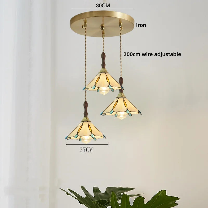 Pink Glass LED Pendant Lights Copper Modern Hanging Lamp Home Decor