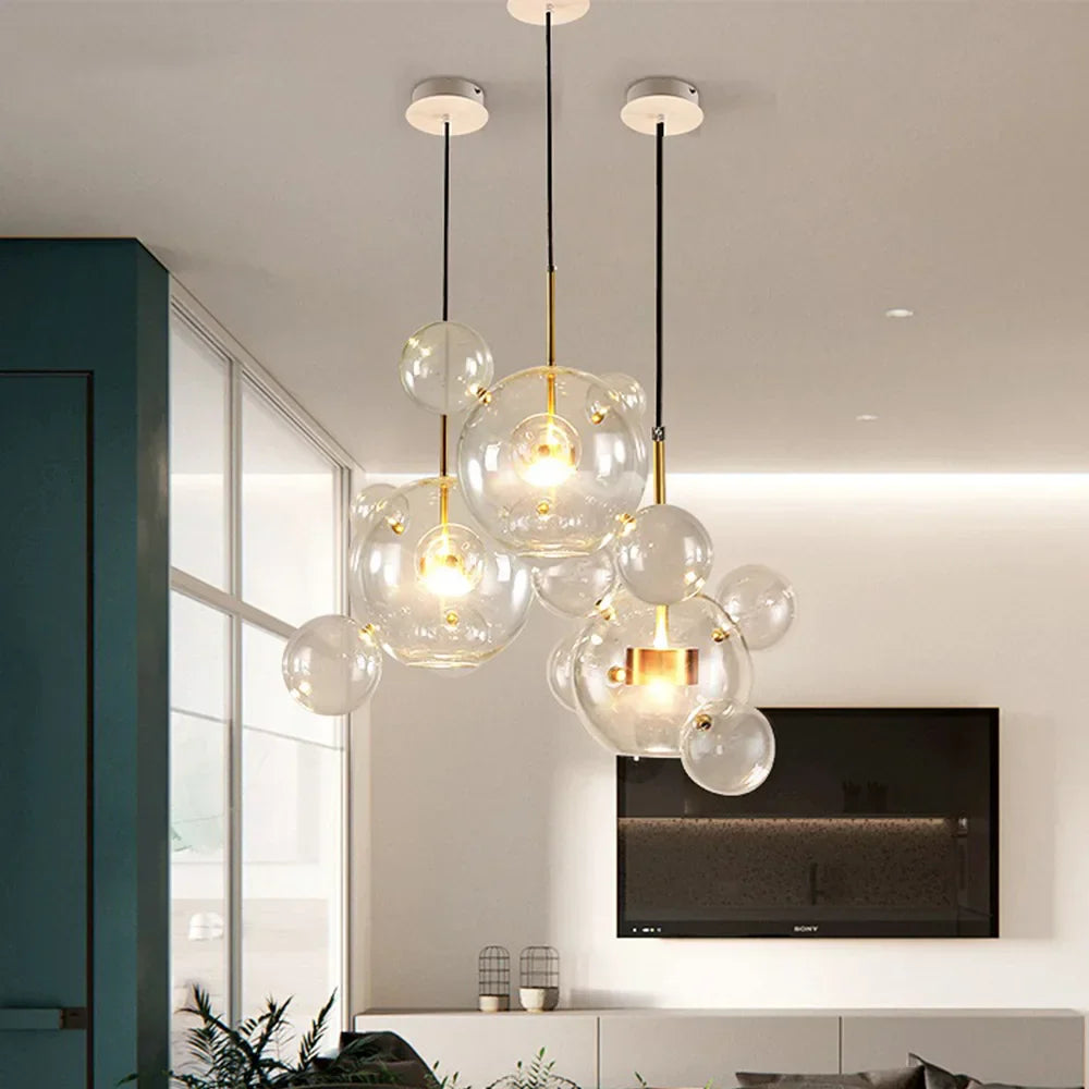 Glass Bubble Chandelier Customized Pendant Light for Living Room Atmosphere