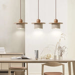 Wood Stone LED Pendant Chandelier Vintage Loft Adjustable Hang Lamp