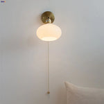 Japanese Style LED Wall Sconce Glass Rotate Pull Chain Switch Stair Light