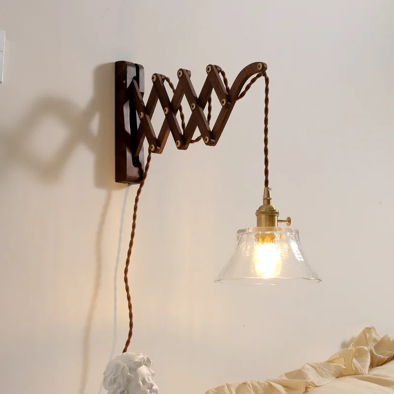 Walnut Copper LED Wall Lights - Modern Bedroom Balcony Living Room Decor