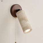 Yellow Travertine LED Wall Lamp with Pull Chain Switch, Japanese Style, Rotate Stair Light
